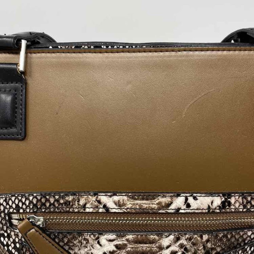 Vera Bradley New Flaw Small Ella Tote Black Brown Snake Print Faux Leather - Picture 8 of 15